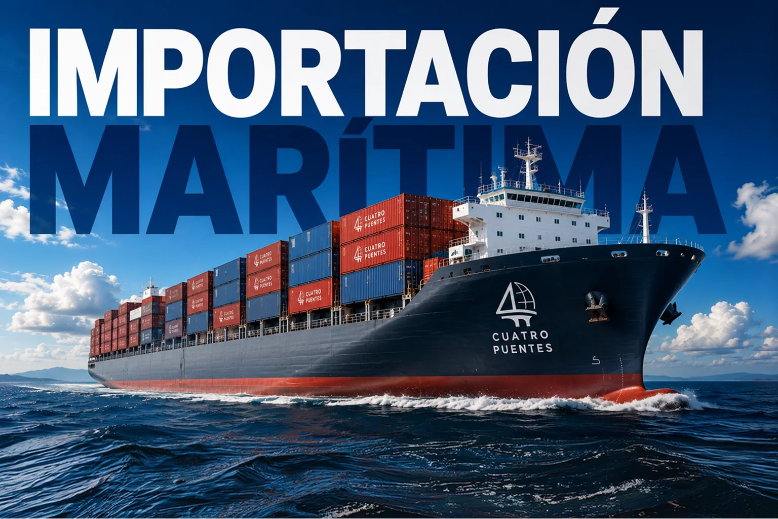 Buque portacontenedores navegando en alta mar